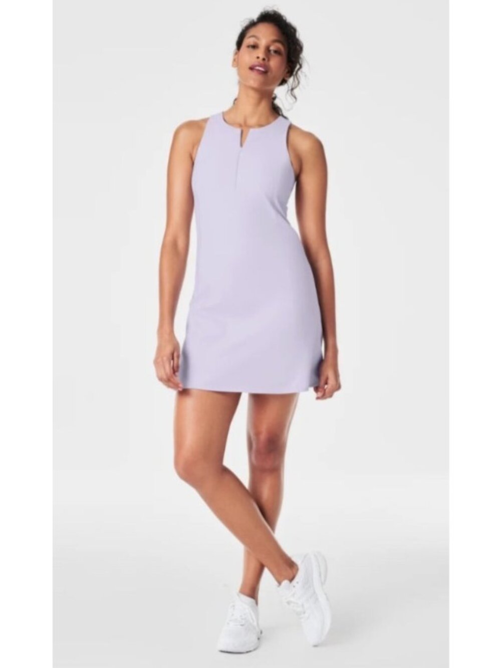 NEW Spanx Get Moving Zip-Front Racerback Dress Violet Air Small Athletic Sporty